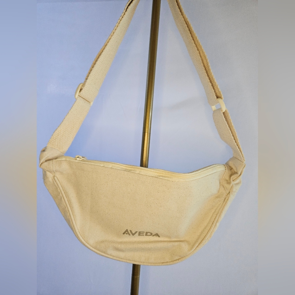 AVEDA Organic Cotton Cream Canvas Crossbody Sling Bag NWT